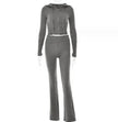 Women's Comfortable Hoodie Leisure Charming Long Sleeve Sweater And High Waist Long Pants Suit