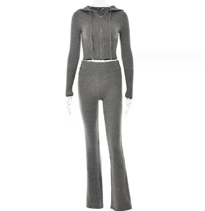 Women's Comfortable Hoodie Leisure Charming Long Sleeve Sweater And High Waist Long Pants Suit