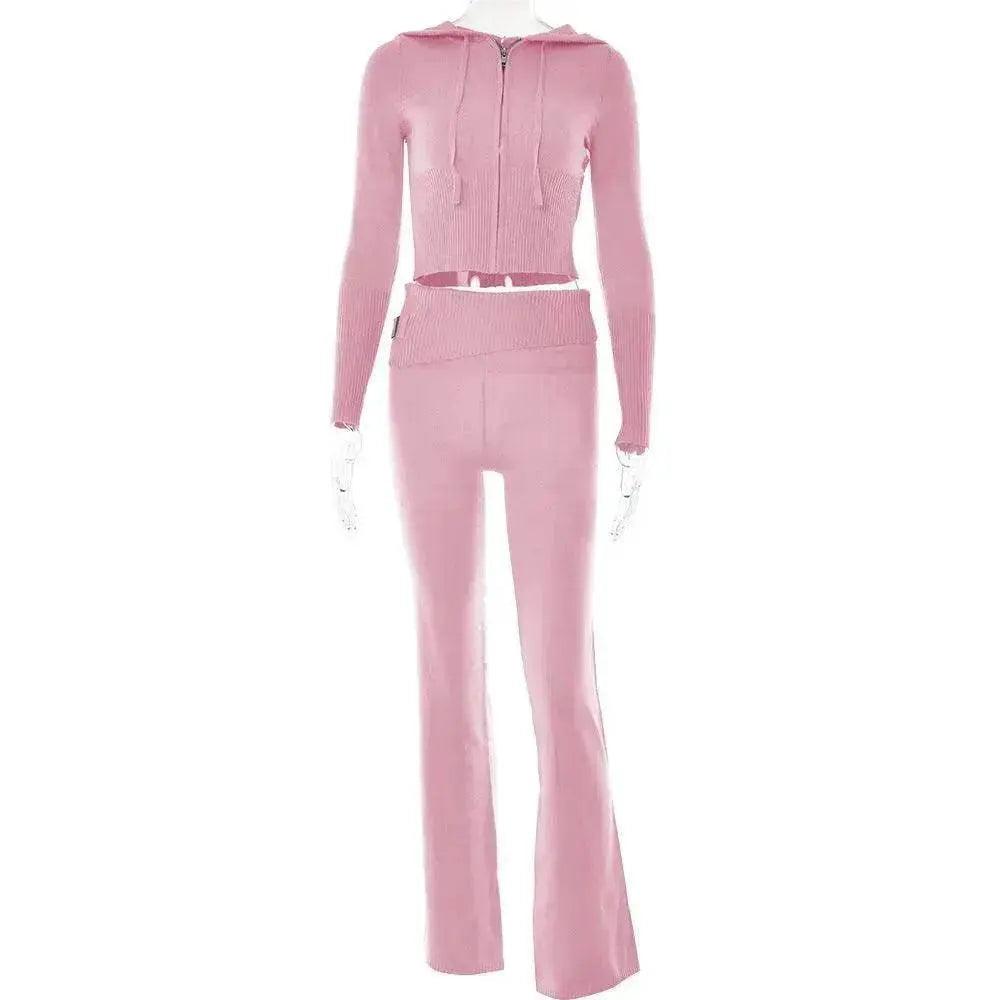 Women's Comfortable Hoodie Leisure Charming Long Sleeve Sweater And High Waist Long Pants Suit