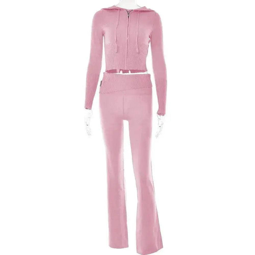 Women's Comfortable Hoodie Leisure Charming Long Sleeve Sweater And High Waist Long Pants Suit