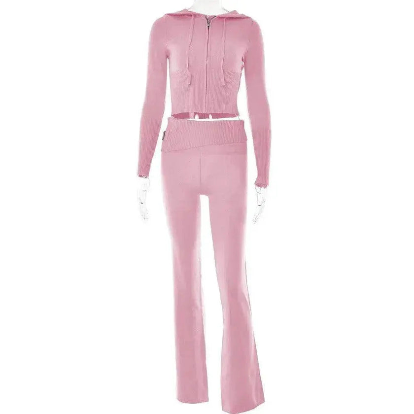Women's Comfortable Hoodie Leisure Charming Long Sleeve Sweater And High Waist Long Pants Suit