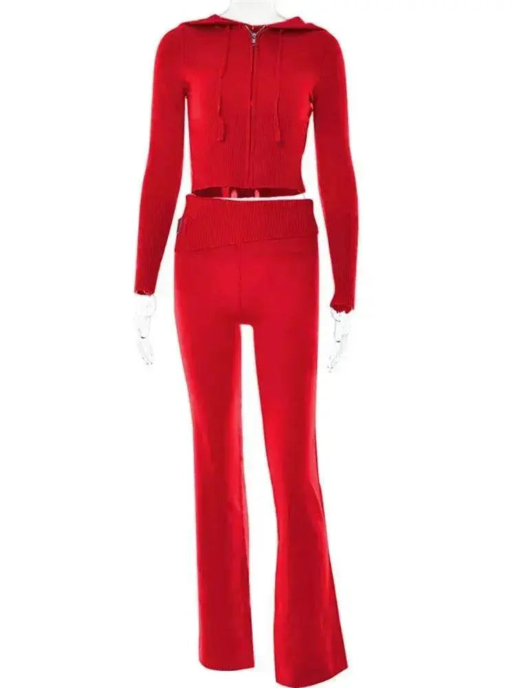 Women's Comfortable Hoodie Leisure Charming Long Sleeve Sweater And High Waist Long Pants Suit