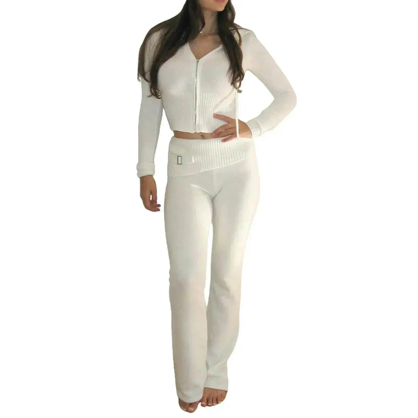 Women's Comfortable Hoodie Leisure Charming Long Sleeve Sweater And High Waist Long Pants Suit