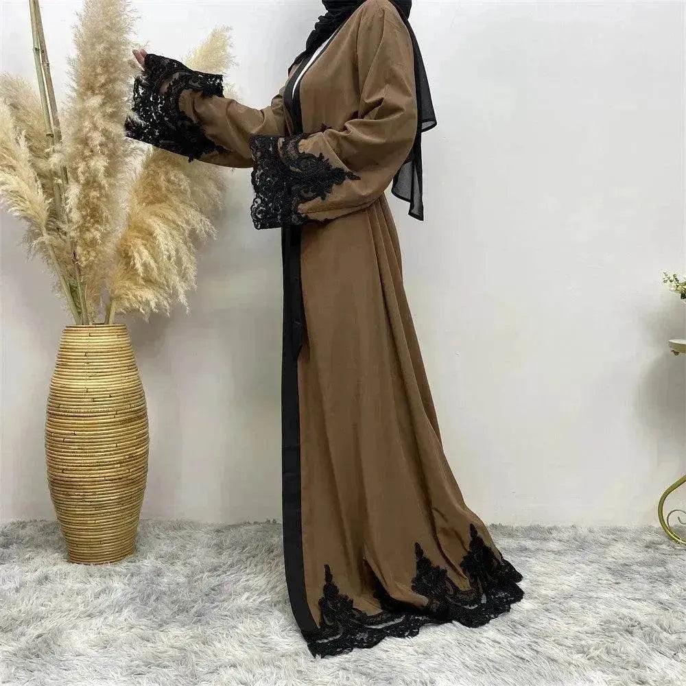 Women's Fashion Dark Brown Arab  Cardigan Robe