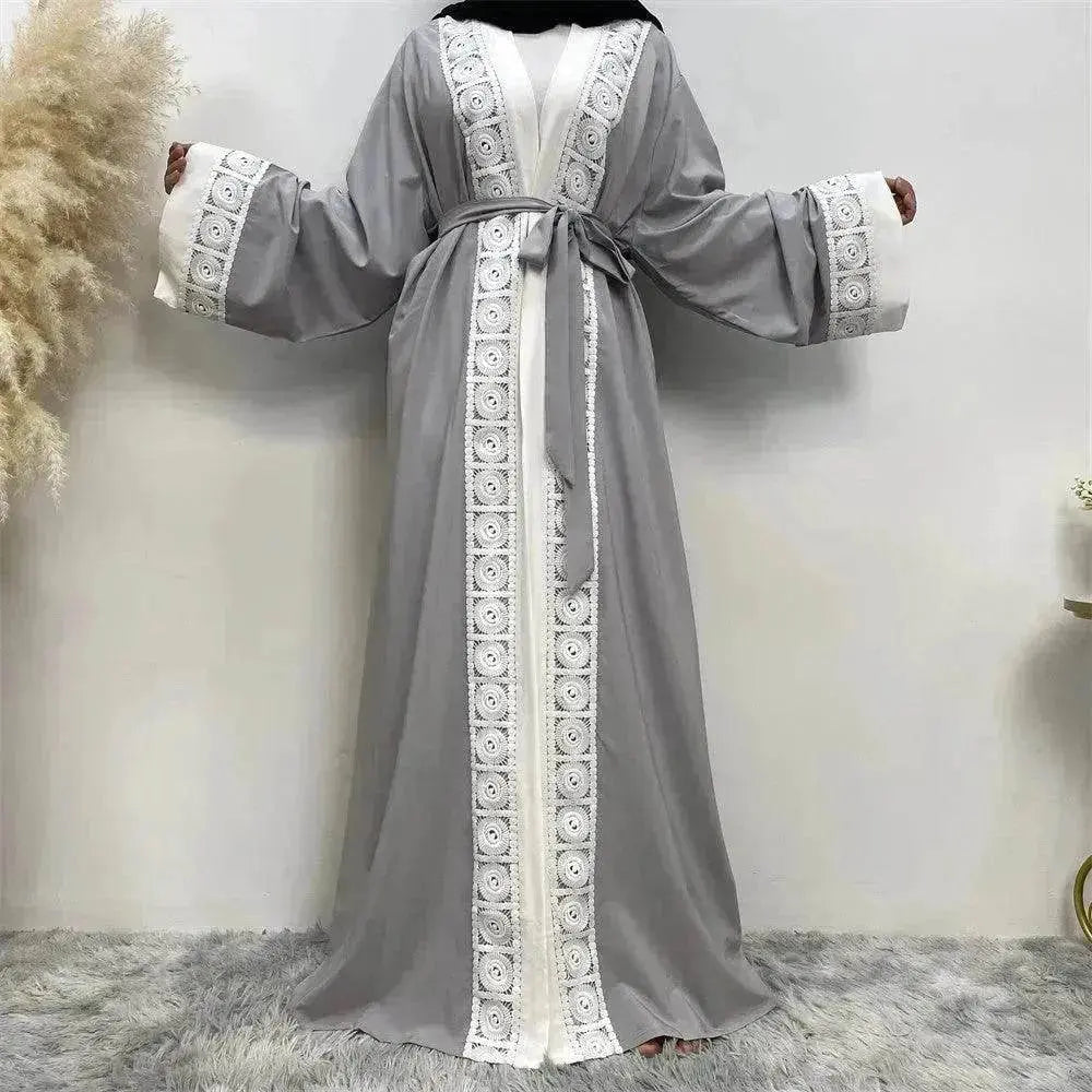 Women's Fashion Patchwork Lace Arab  Robe