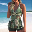 Women's Printed Split Boxer Swimsuit – Two-Piece Set S–5XL
