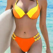 Women's Fashion Temperament Color Matching Triangle High Waist Bikini Swimsuit Two-piece
