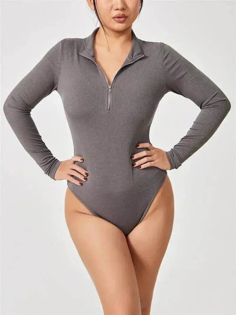 Women's Fashionable Long Sleeve bodysuit top Seamless Slimming Shapewear Romper