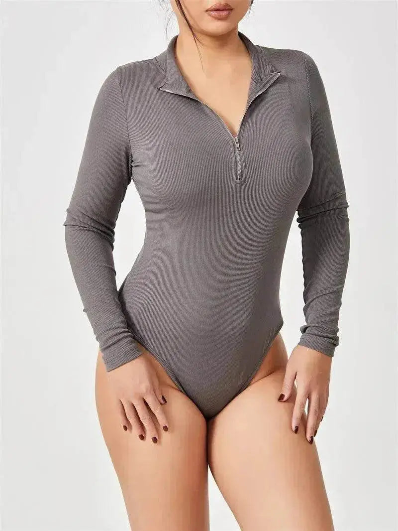 Women's Fashionable Long Sleeve bodysuit top Seamless Slimming Shapewear Romper