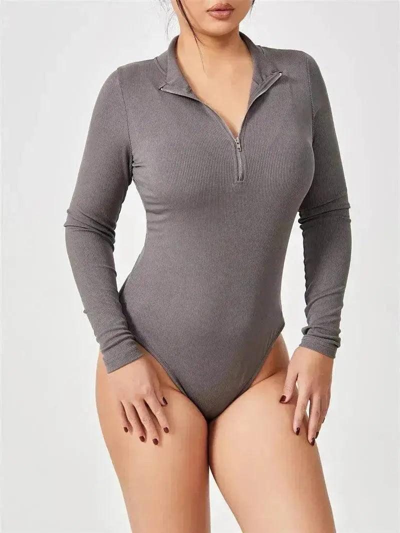 Women's Fashionable Long Sleeve bodysuit top Seamless Slimming Shapewear Romper