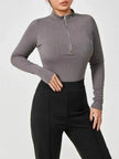 Women's Fashionable Long Sleeve bodysuit top Seamless Slimming Shapewear Romper