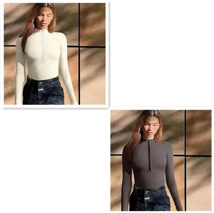 Women's Fashionable Long Sleeve bodysuit top Seamless Slimming Shapewear Romper