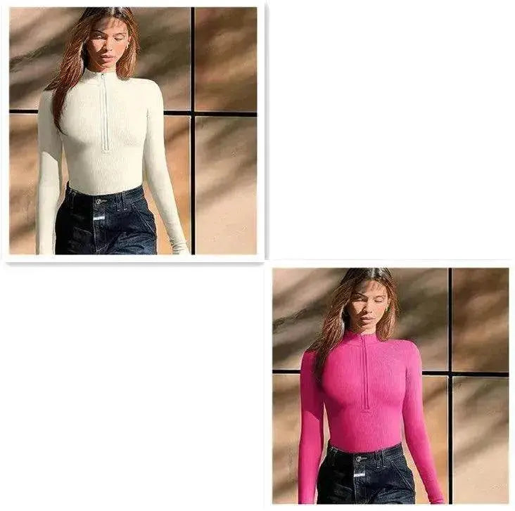Women's Fashionable Long Sleeve bodysuit top Seamless Slimming Shapewear Romper