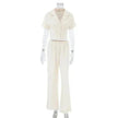 Women's Fashionable Simple Solid Color Short-sleeved Trousers Pajamas Two-piece Set