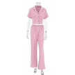 Women's Fashionable Simple Solid Color Short-sleeved Trousers Pajamas Two-piece Set