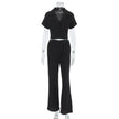 Women's Fashionable Simple Solid Color Short-sleeved Trousers Pajamas Two-piece Set