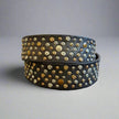 Women's Full Grain Leather Belt with Studs and Oval Buckle