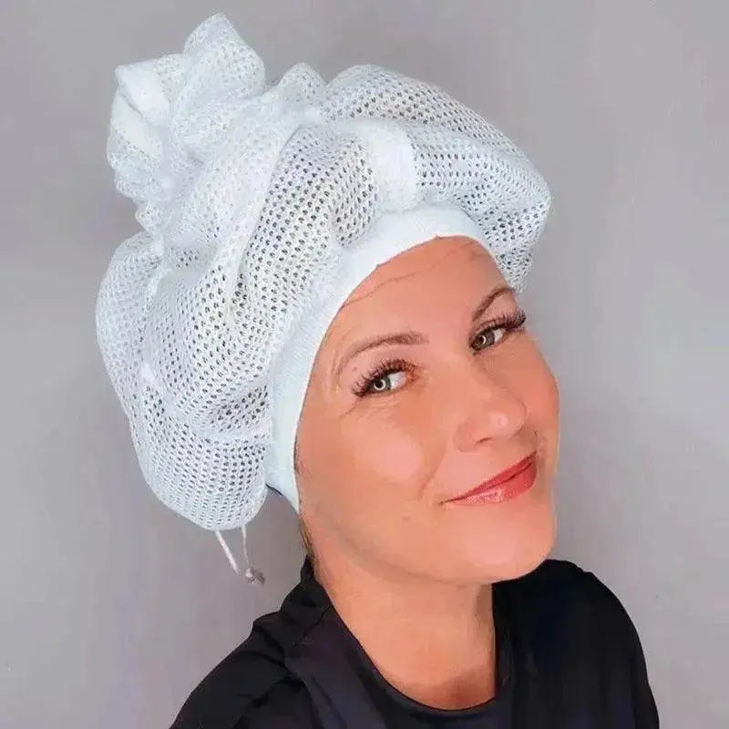 Hair Plopping Cap for Curly Hair – Anti-Frizz Quick Dry Microfiber Net Cap for Defined Curls & Volume