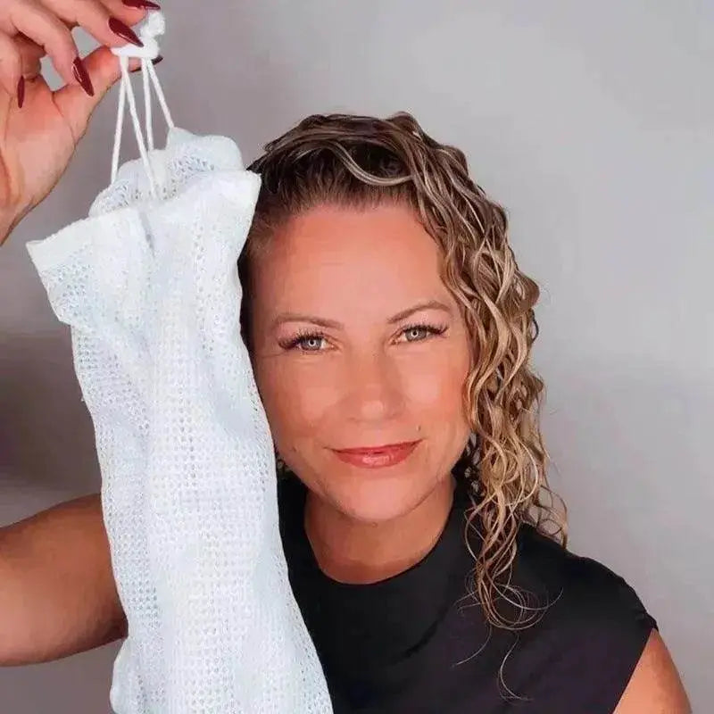 Hair Plopping Cap for Curly Hair – Anti-Frizz Quick Dry Microfiber Net Cap for Defined Curls & Volume