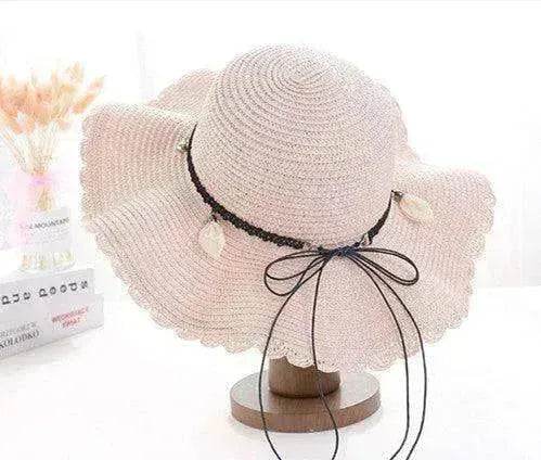 Women's Han Korean Edition Big Beach Wavy With Leather Rope Weaving Hat