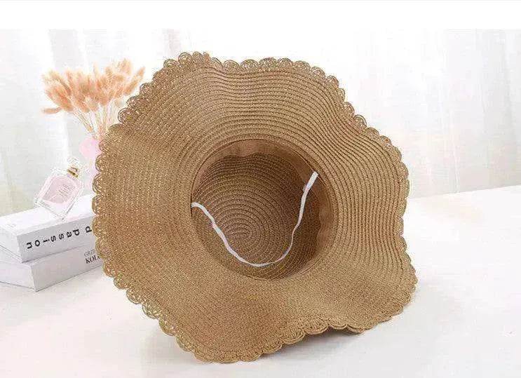Women's Han Korean Edition Big Beach Wavy With Leather Rope Weaving Hat