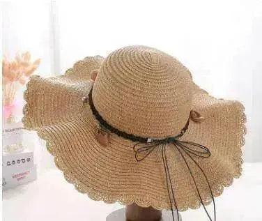 Women's Han Korean Edition Big Beach Wavy With Leather Rope Weaving Hat