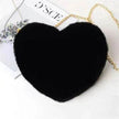 Women's Heart Shaped Plush Chain Shoulder & Hand Bag