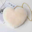 Women's Heart Shaped Plush Chain Shoulder & Hand Bag
