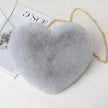 Women's Heart Shaped Plush Chain Shoulder & Hand Bag