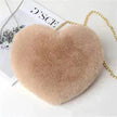 Women's Heart Shaped Plush Chain Shoulder & Hand Bag