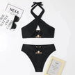 Women's High-Waist Cross-Halterneck Split Bikini Set – Two-Piece Swimsuit