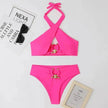 Women's High-Waist Briefs Swimsuit with Fashionable Split and Cross-Halterneck
