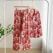 Women's Ice Silk Pajama Set – Long Sleeve Print Loungewear (M–XL)