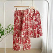 Women's Ice Silk Pajama Set – Long Sleeve Print Loungewear (M–XL)