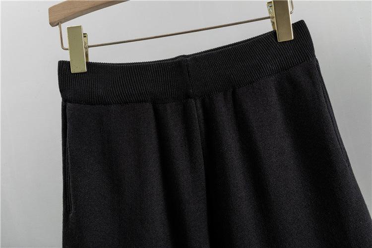 Women's Knitted Cardigan Casual Fashion Sports Wide-leg Pants Suit