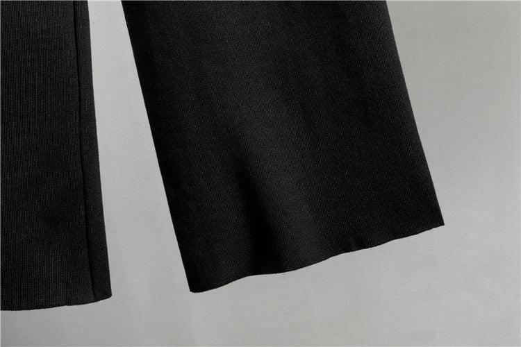 Women's Knitted Cardigan Casual Fashion Sports Wide-leg Pants Suit