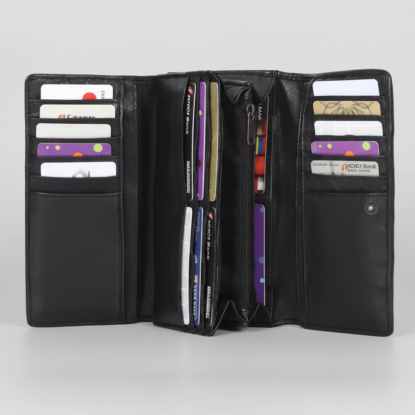 MET Women’s Leather Basket Weave Wallet. Artisan Woven Multi-Card Organizer