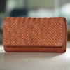 MET Women’s Leather Basket Weave Wallet. Artisan Woven Multi-Card Organizer