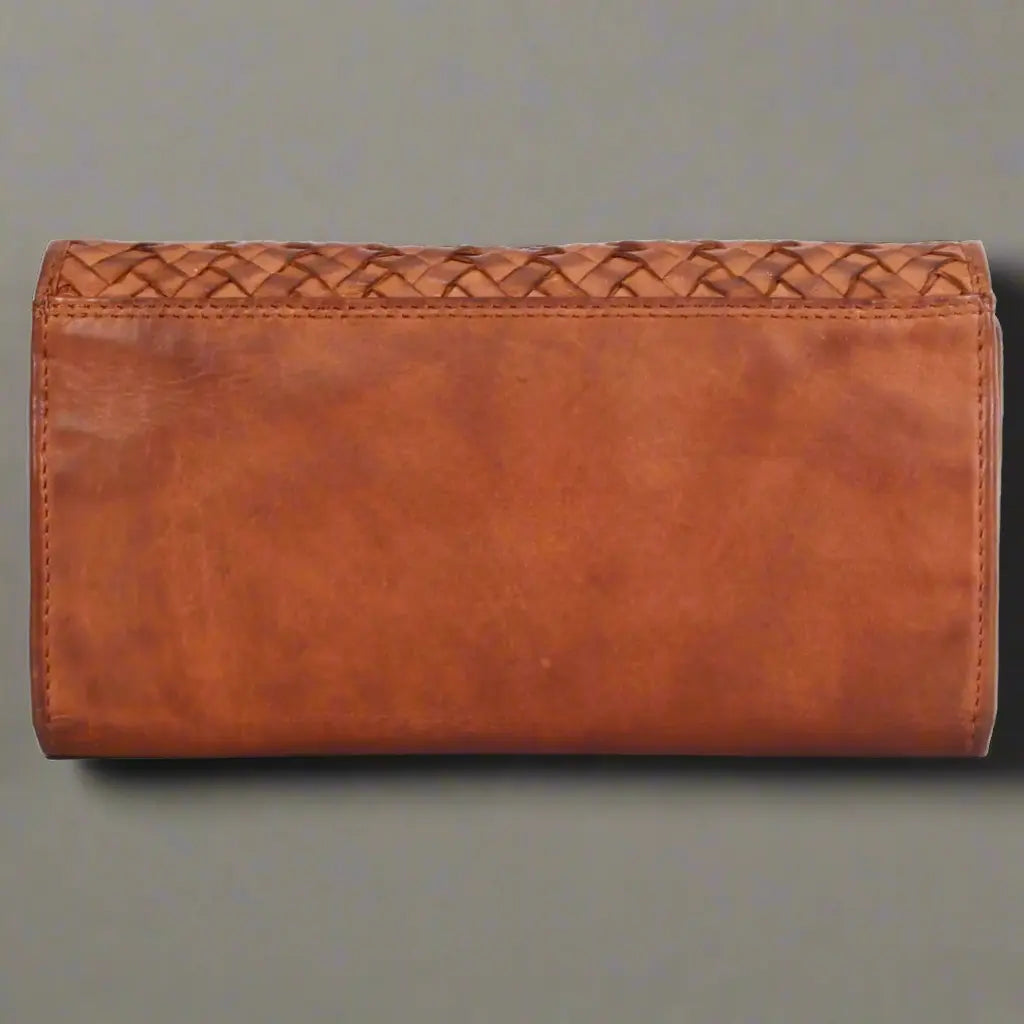 MET Women’s Leather Basket Weave Wallet. Artisan Woven Multi-Card Organizer