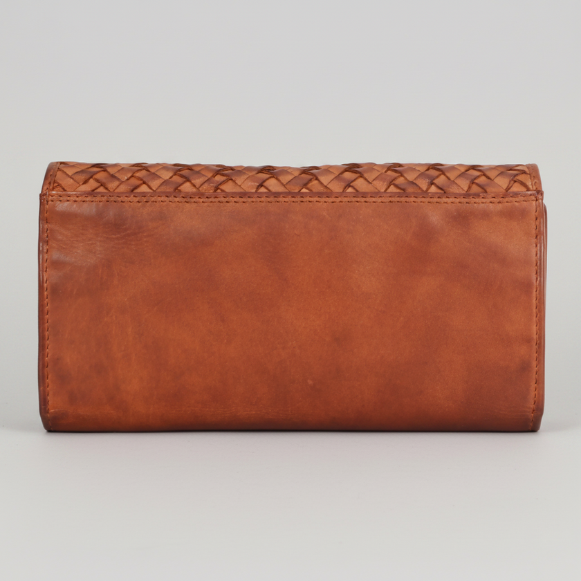 MET Women’s Leather Basket Weave Wallet. Artisan Woven Multi-Card Organizer