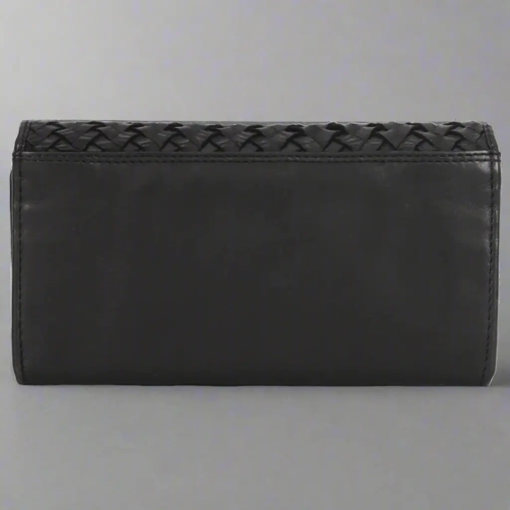 MET Women’s Leather Basket Weave Wallet. Artisan Woven Multi-Card Organizer