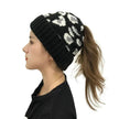Women's Leopard Jacquard Ponytail Knitted Woolen Hat