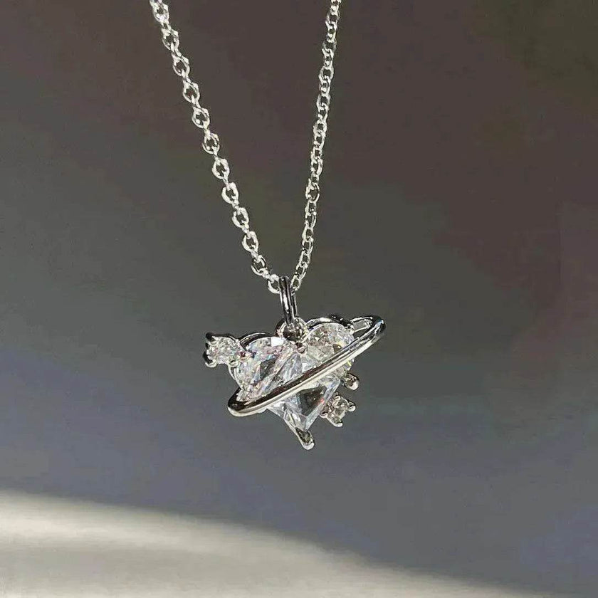 Women's Love Planet Pink Diamond Love Necklace