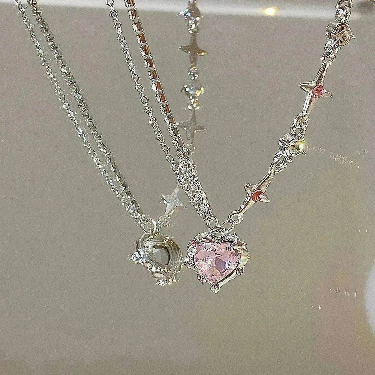 Women's Love Planet Pink Diamond Love Necklace