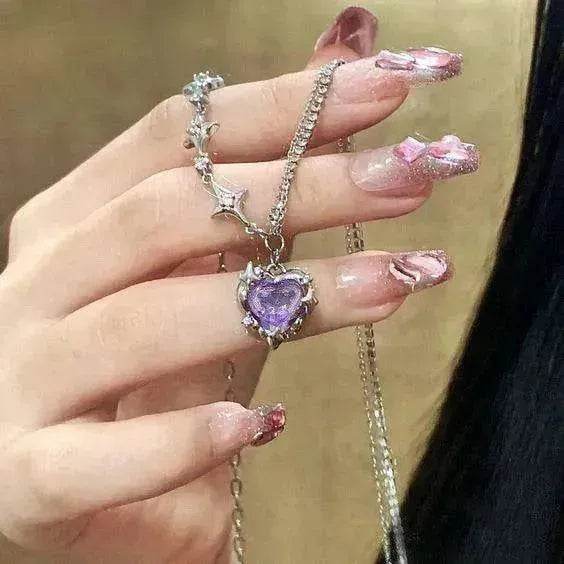 Women's Love Planet Pink Diamond Love Necklace