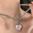 Women's Love Planet Pink Diamond Love Necklace