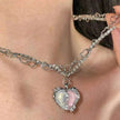 Women's Love Planet Pink Diamond Love Necklace