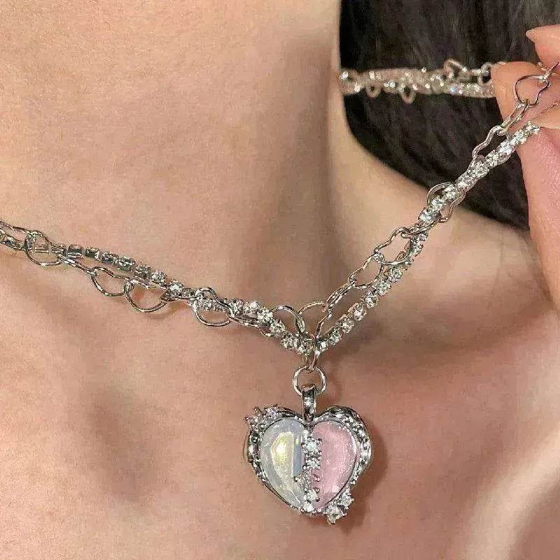 Women's Love Planet Pink Diamond Love Necklace