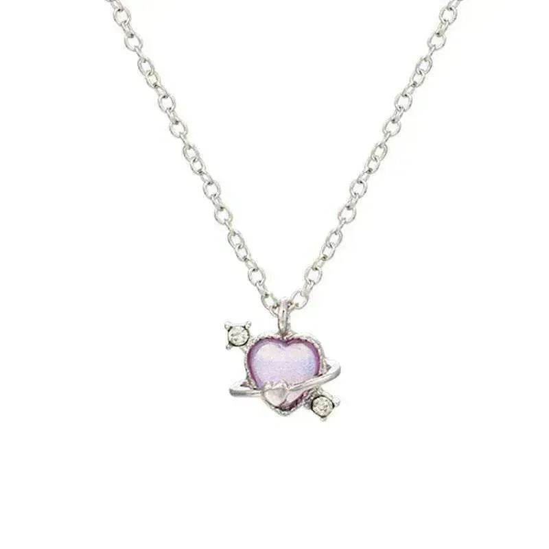 Women's Love Planet Pink Diamond Love Necklace