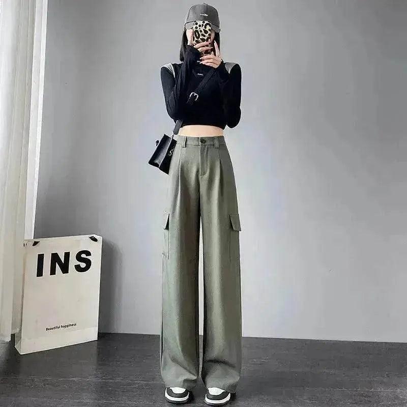 Women's Overalls High Waist Trousers Straight Casual Wide Leg Pants
